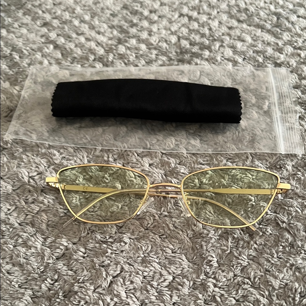 SHEIN Gold Frame Glasses with Light Yellow Lenses